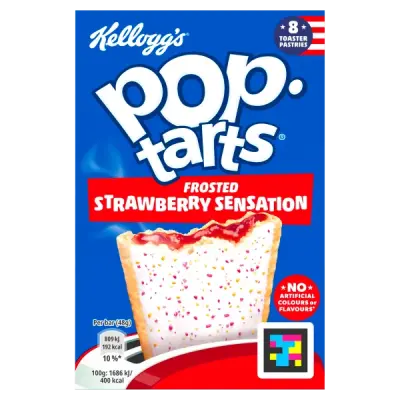 Kellogg's Pop Tarts Frosted Strawberry Sensation Toaster Pastries 8 x 48g (384g)