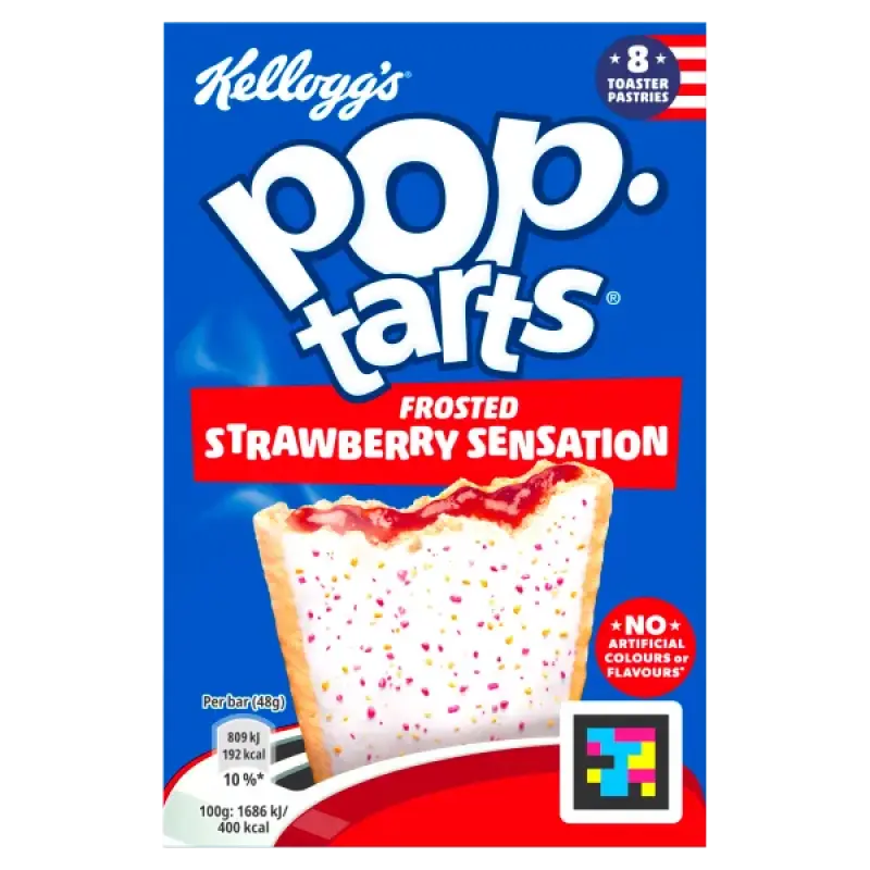 Kellogg's Pop Tarts Frosted Strawberry Sensation Toaster Pastries 8 x 48g (384g)