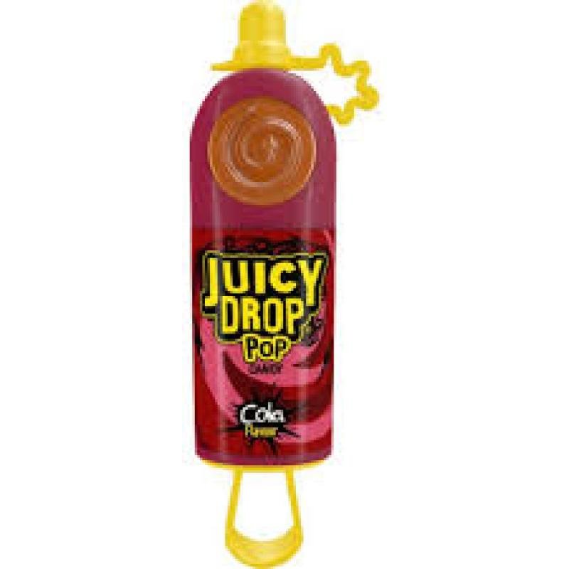 Topps Juicy Drop Pop lollipop with liquid candy Cola