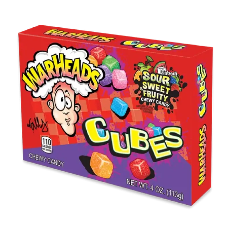 WARHEADS SOUR CHEWY CUBES 4 OZ THEATER BOX