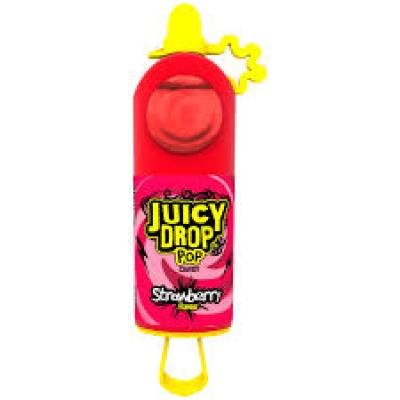 Topps Juicy Drop Pop lollipop with liquid candy Strawberry